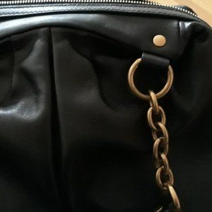 YSL Yves Saint Laurent Black Pleated Leather Chain Handbag